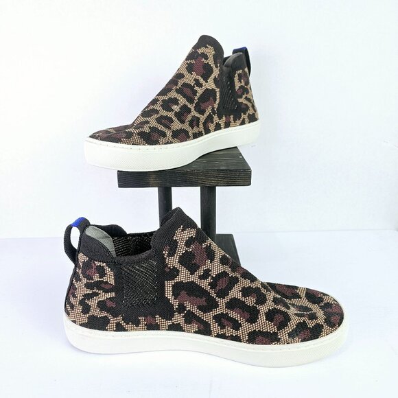 Rothy's Wildcat Leopard Animal Print Chelsea Sneaker Trainers, Sz 9 - Picture 1 of 11